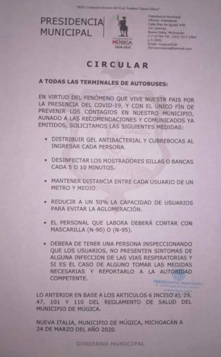 Raymundo Arreola refuerza medidas sanitarias en Múgica