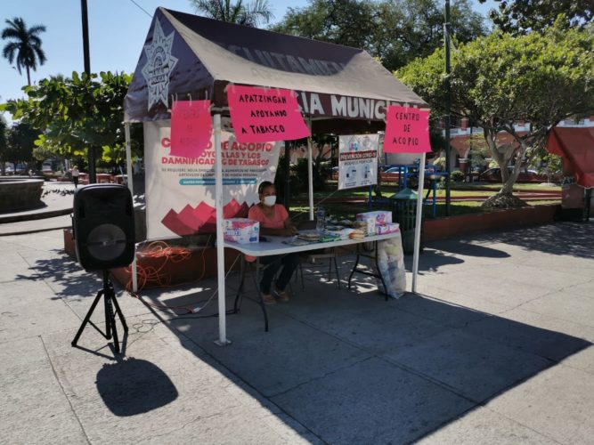 Instalan puesto de acopio para afectados de Tabasco