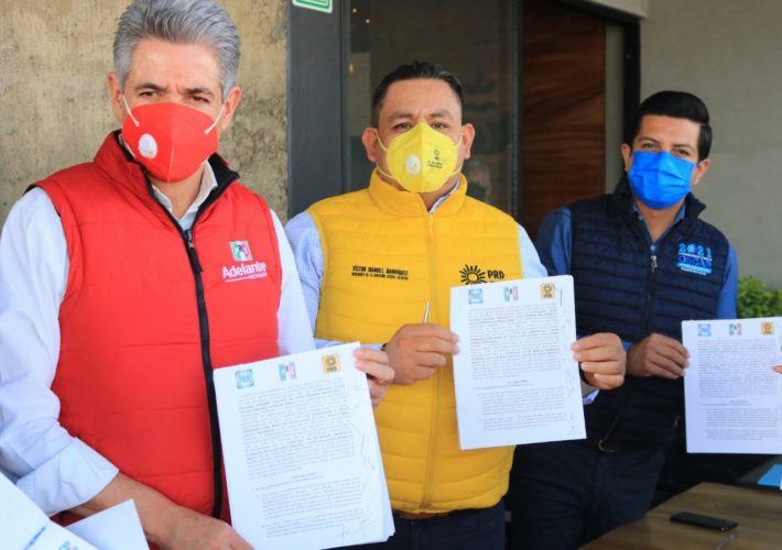 Presentan PRD, PRI y PAN, convenio de candidatura común en Michoacán