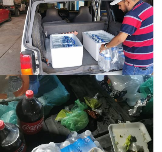 Ciudadanos contribuyen con alimentos para bomberos durante combate a incendio del basurero