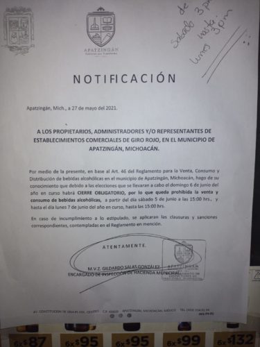 Ley Seca del 5 al 7 de junio