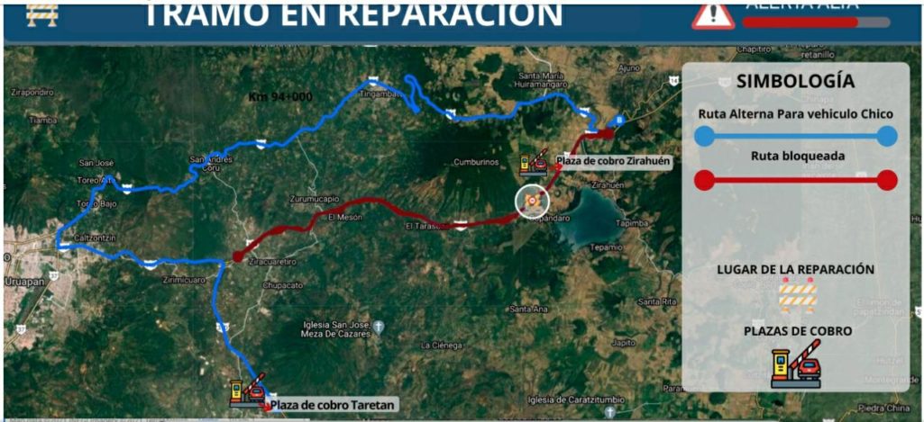 Continúa cerrado tramo Uruapan Pátzcuaro, por derrumbe de cerro