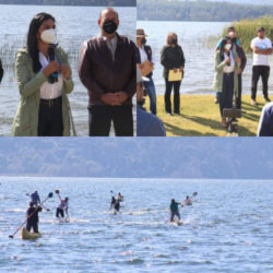 Exitosa competencia de canotaje, en Lago de Zirahuén