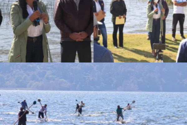 Exitosa competencia de canotaje, en Lago de Zirahuén