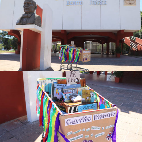 "Carrito Itinerante", programa de fomento a la lectura en el torno de la biblioteca de Apatzingán