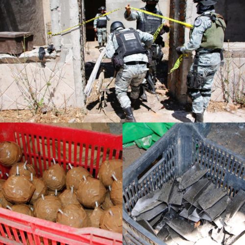 Aseguran FGE, Sedena y GN, inmueble y material explosivo, en La Estancia
